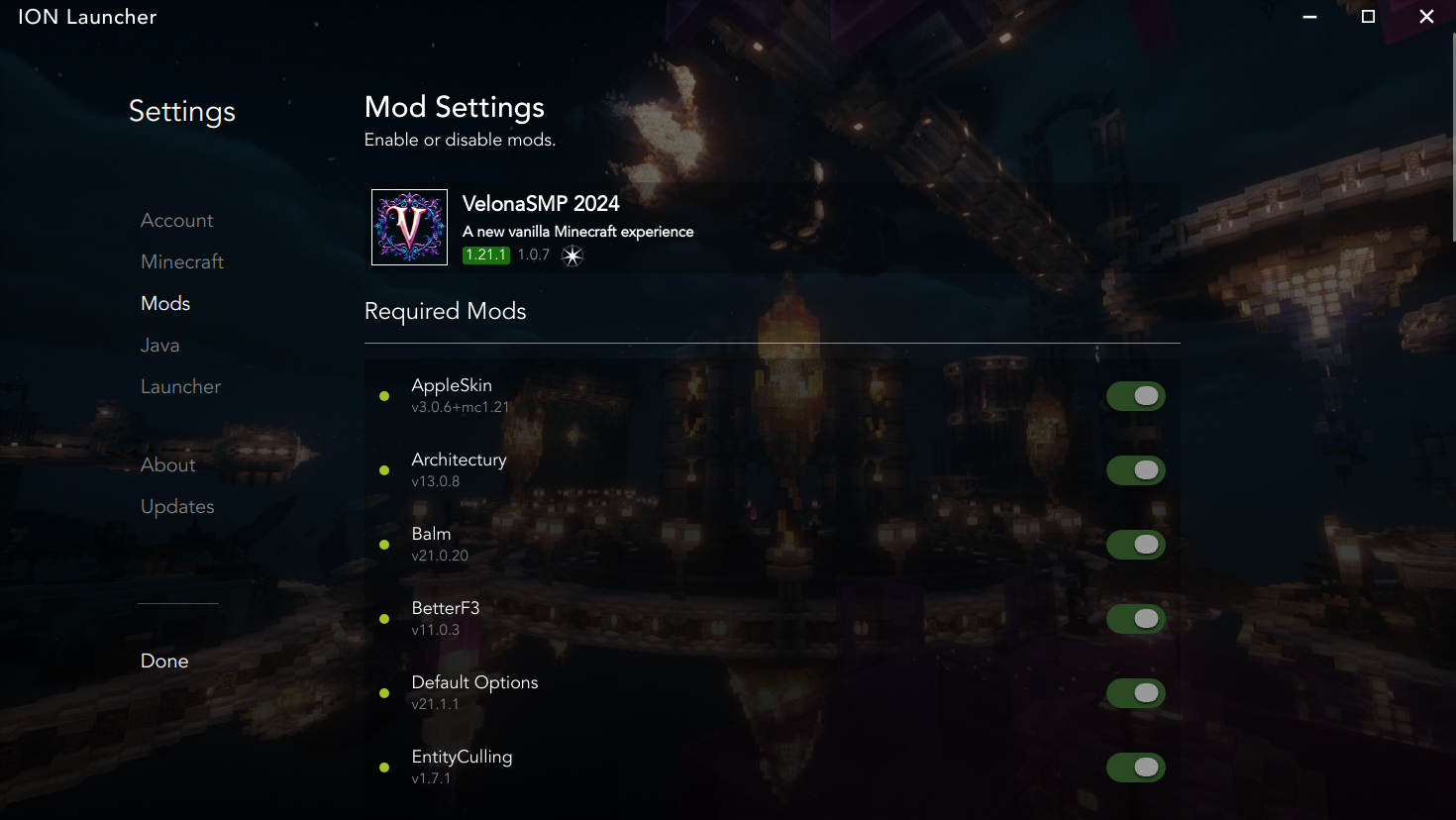 Mod Selection Interface